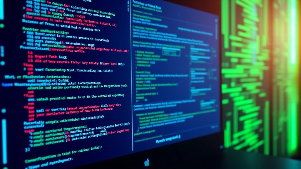 Technical diagram visualization showing error logs and system diagnostics on computer monitor, code and data streams flowing across screen, blue and green digital aesthetic, high-tech atmosphere, no readable text or UI elements