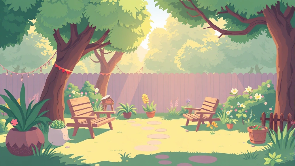 Cozy indie game aesthetic with pixel art inspired environments, peaceful garden setting, soft pastel colors, relaxing atmosphere with nature elements, warm sunlight filtering through trees, inviting and calming mood