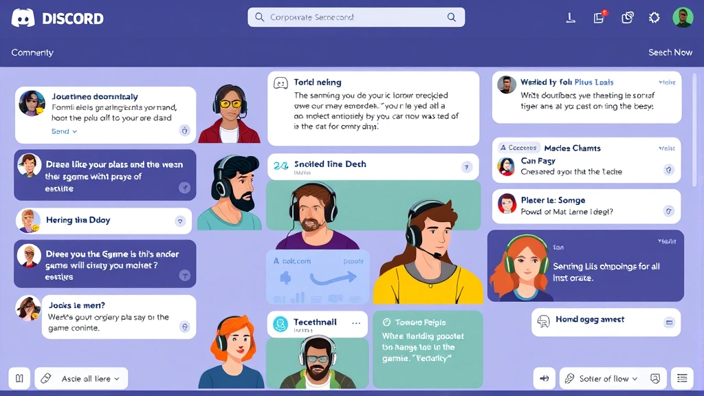 Diverse gaming community members in Discord-style chat interface, collaborative discussion about game design, supportive community interaction, modern digital communication aesthetic, colorful avatar icons, gaming headsets visible