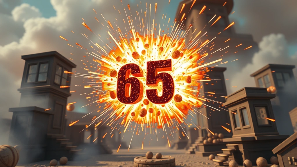 Dynamic scene of multiplier effect explosion with numbers and particle effects around cookie production buildings, bright energy bursts, intense gaming moment