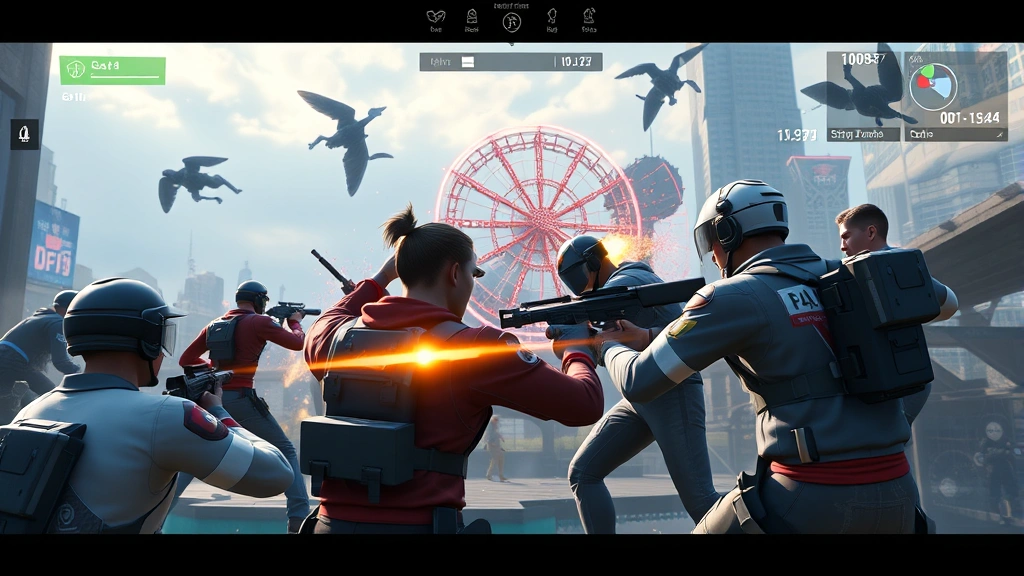 Multiplayer gaming session with multiple characters in cooperative gameplay scenario, teamwork-focused scene, dynamic action with environmental effects, professional esports-style moment, photorealistic rendering, clean composition without menus or text