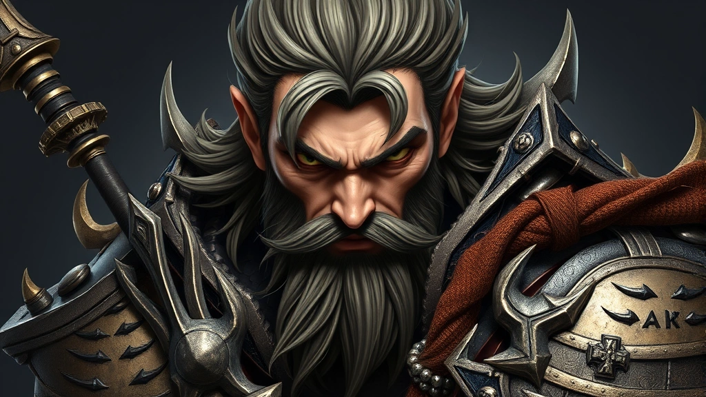 Detailed character portrait of a fantasy warrior with intricate armor and determined expression, professional studio lighting, rich color palette, no text or interface elements