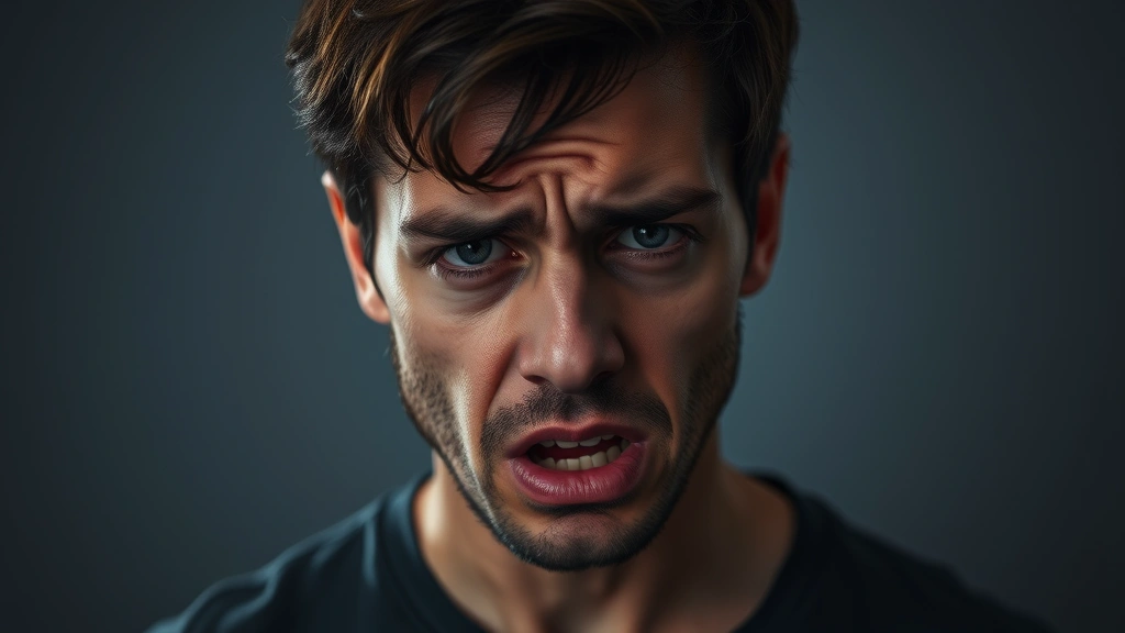 Individual character portrait showing internal conflict and psychological strain, haunted expression, introspective moment, studio lighting