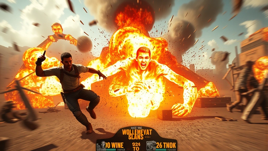 Intense action sequence with dynamic movement and environmental destruction, photorealistic graphics, vibrant color palette, cinematic composition, no game menus or HUD