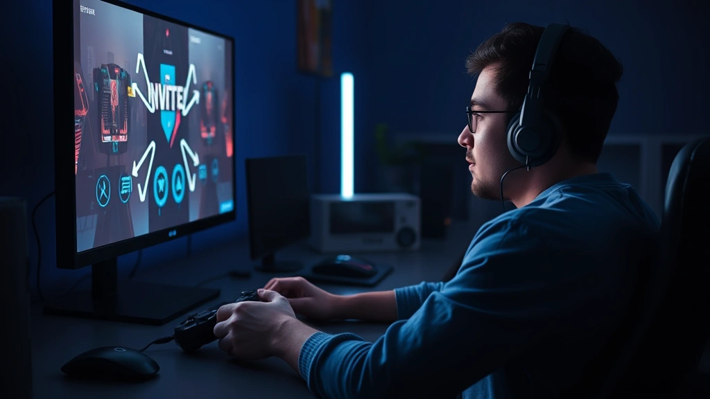 A player sitting at a gaming desk, hands on controller, looking confused at a screen displaying inverted game mechanics with arrows pointing in opposite directions, photorealistic lighting