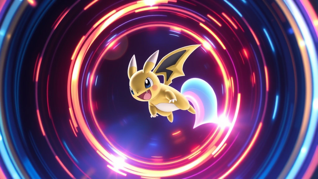 Close-up action shot of a circular capture mechanic in progress with bright glowing rings surrounding a dynamic Pokémon mid-capture, showing motion and energy effects, vibrant colors, no UI elements or text visible