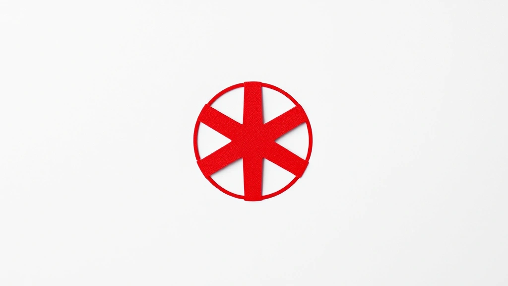 Close-up of a red geometric circle symbol on pure white background, sharp focus, professional studio lighting, photorealistic texture showing paper grain and depth