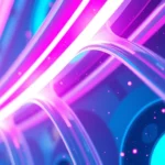 Photorealistic close-up of glowing neon flip mechanics with particle effects, vibrant cyan and magenta colors, smooth curved geometry, modern gaming aesthetic, no text or UI elements, cinematic lighting