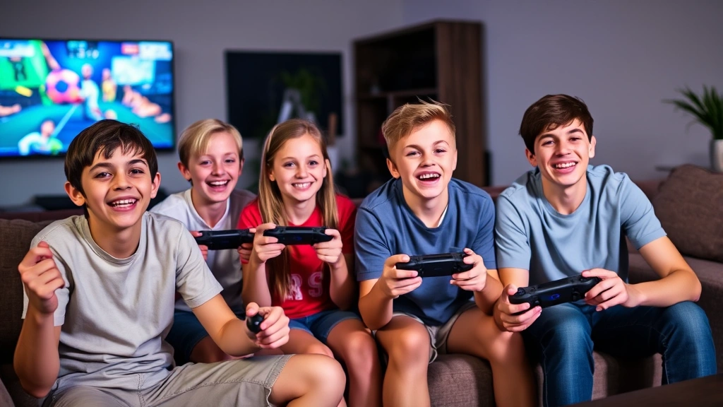 Diverse group of gamers of various ages holding controllers while enjoying competitive sports gaming together in comfortable gaming room