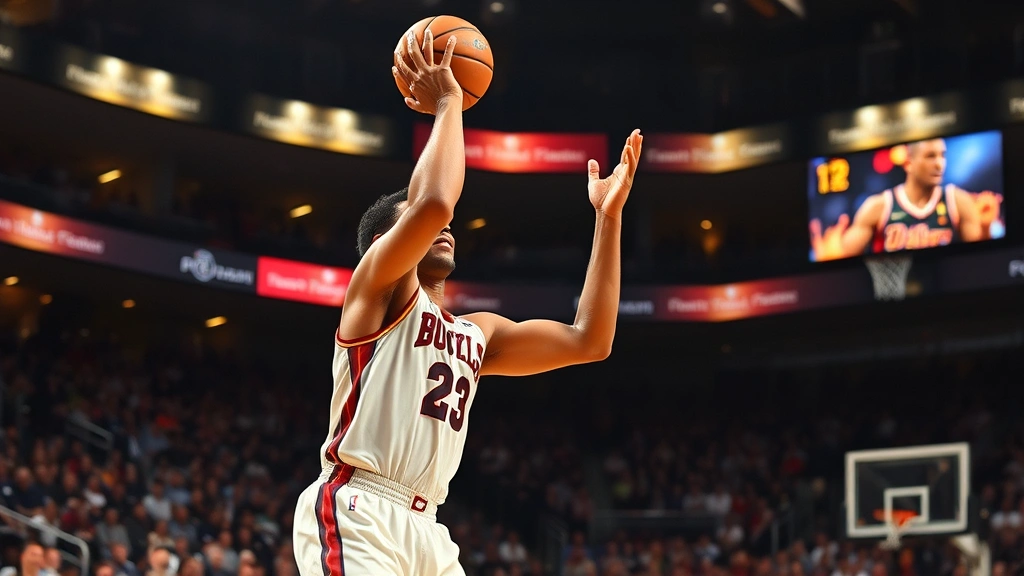 Elite basketball player executing perfect shooting form, ball leaving hands with precision, arena crowd celebrating, professional sports photography, photorealistic