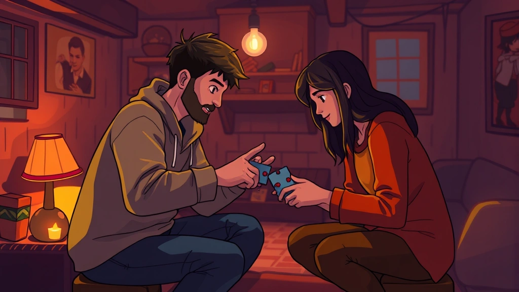 Two players cooperatively solving puzzle in cozy indie game environment with warm lighting, teamwork moment, intimate gameplay scene, photorealistic rendering of stylized indie game graphics